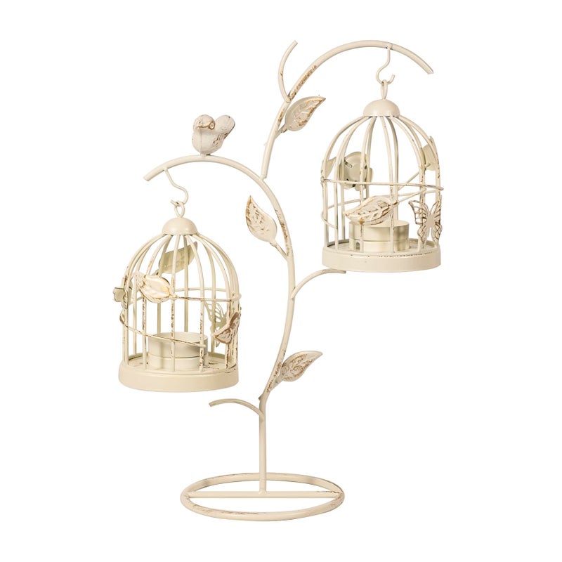 LANLONG Decorative Birdcage Candle Holders for Tealight Candles, 13.8in Tall Vintage Candle Holder, Metal Bird cage Candle Stands for Rustic Home Decor Table Wedding Christmas Centerpiece Bird Decor - Image 1